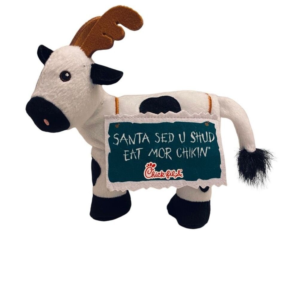 Chick-fil-A Holiday Cow Plush – "Santa Sed U Shud Eat Mor Chikin"  Christmas Cow